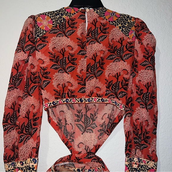 NWT BA&SH Gabriel floral long sleeve cutout Dress - Picture 9 of 14